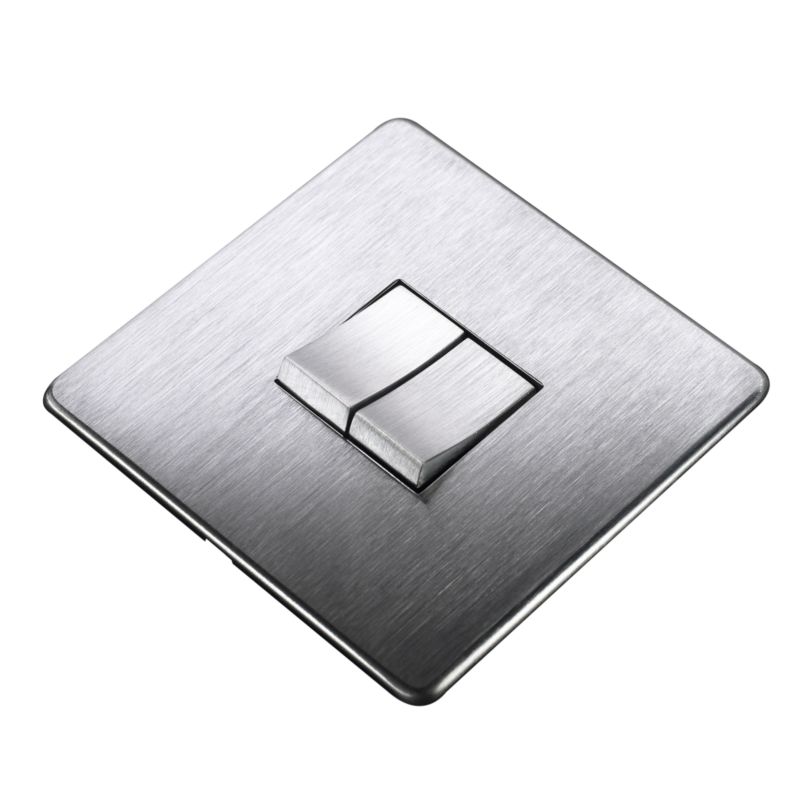 Crabtree Platinum Double 2 Gang Switch 2 Way 10A Stainless Steel Effect