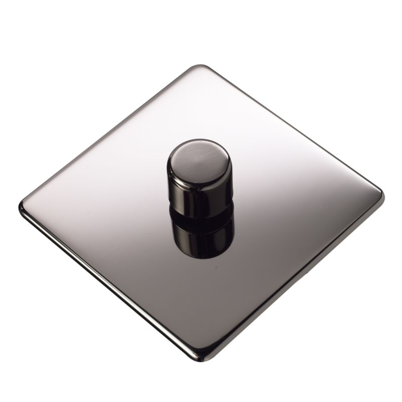 Crabtree Platinum Single 1 Gang Dimmer Switch 250W Black Nickel Effect