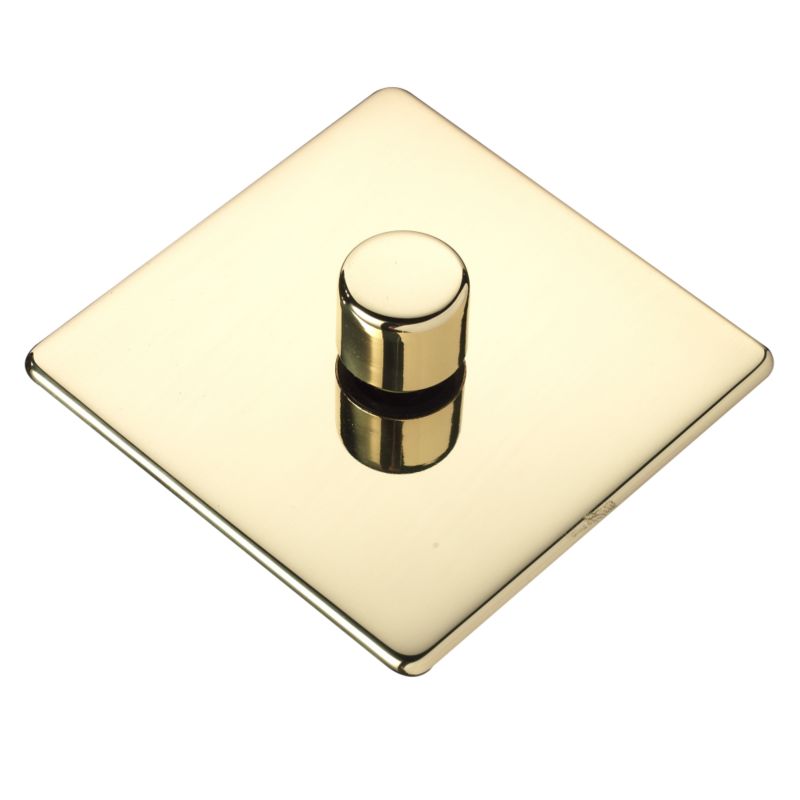 Crabtree Platinum Single 1 Gang Dimmer Switch 250W Brass Effect