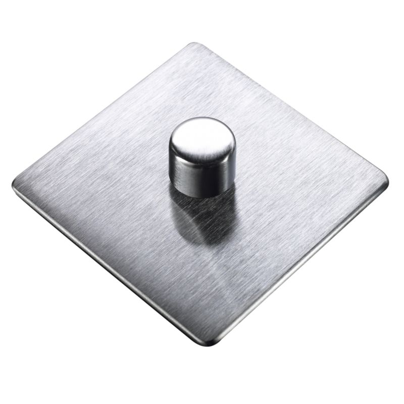 Crabtree Platinum Single 1 Gang Dimmer Switch 250W Stainless Steel Effect
