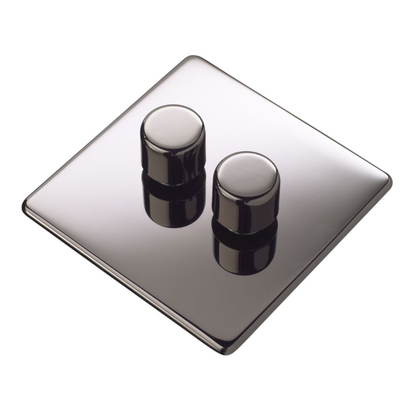 Crabtree Platinum Double 2 Gang Dimmer Switch 250W Chrome Plated