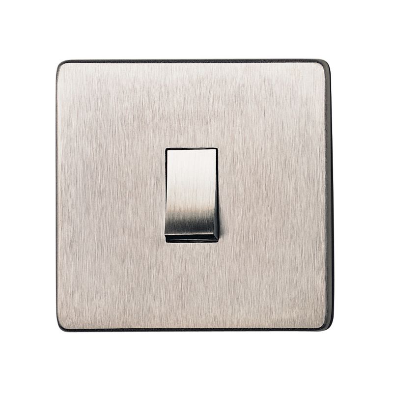 Crabtree Platinum Single 1 Gang Intermediate Switch 10A Stainless Steel Effect