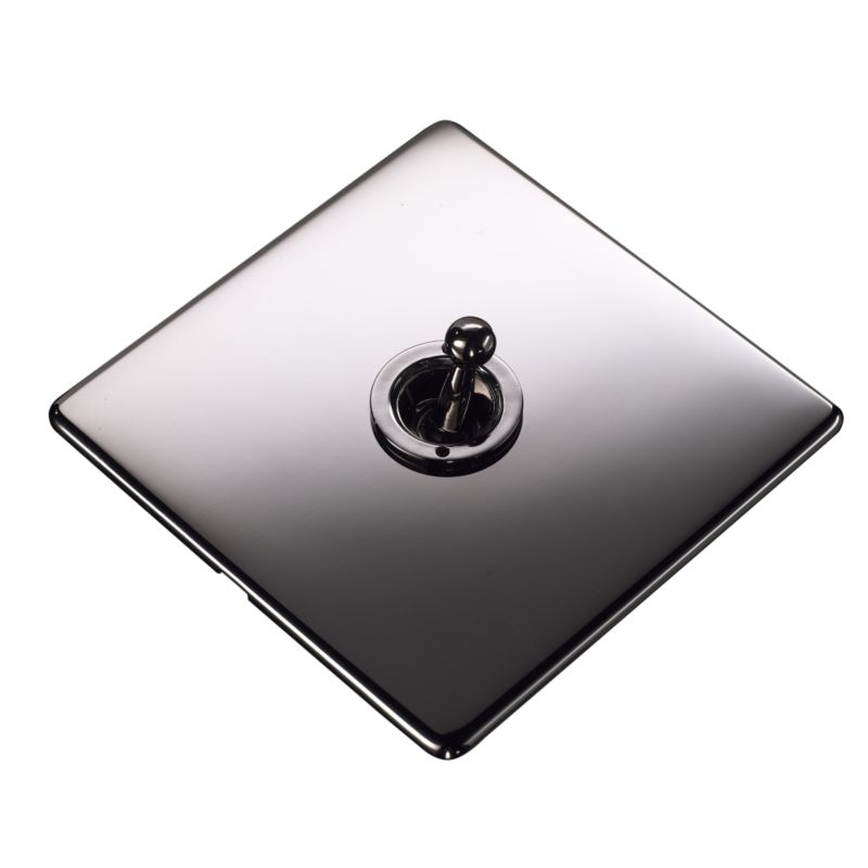 Crabtree Platinum Single 1 Gang Toggle Switch 10A Black Nickel Effect