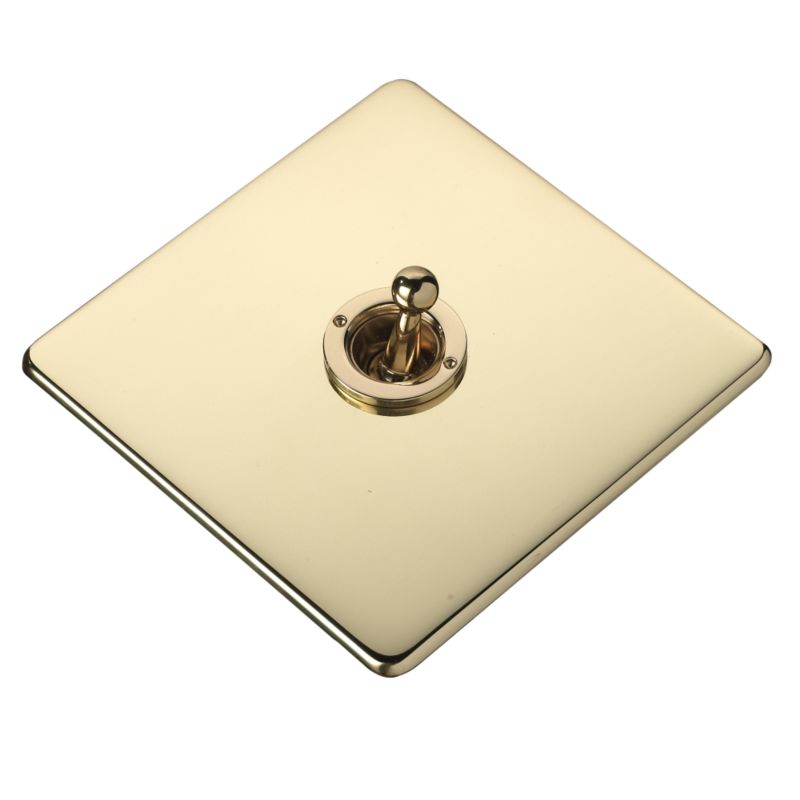 Crabtree Platinum Single 1 Gang Toggle Switch 10A Brass Effect