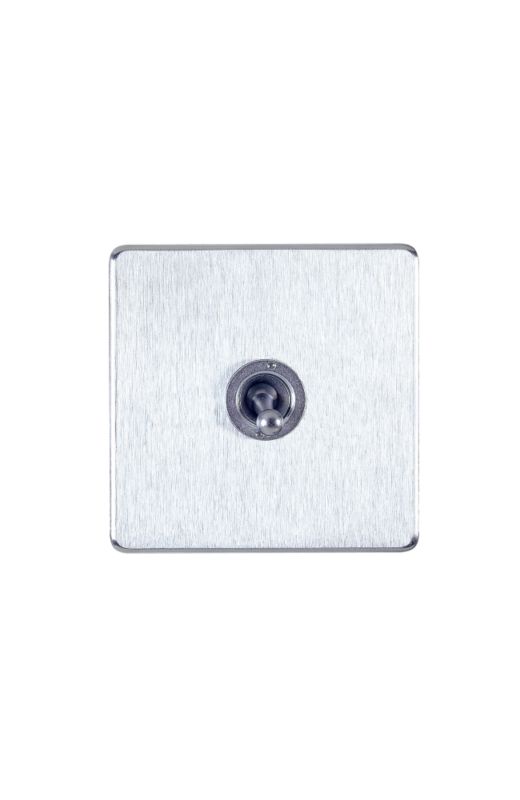 Crabtree Platinum Single 1 Gang Toggle Switch 10A Stainless Steel Effect