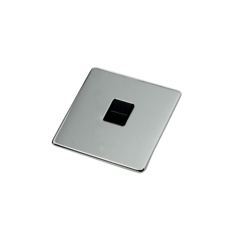 Crabtree Platinum Secondary Telephone Socket Highly Polished Chrome Effect Black Interior