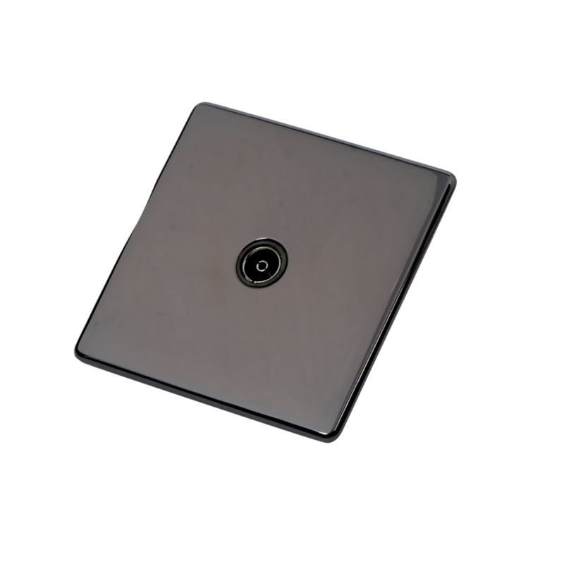 Crabtree Platinum Co Axial Socket Single Black Nickel Effect