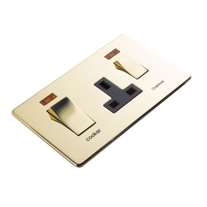 Crabtree Platinum Cooker Control 45A with Socket Blk Inter