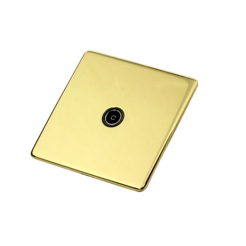 Crabtree Platinum Co Axial Socket Single Polished Brass Effect