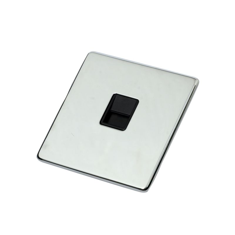 Crabtree Platinum Master Telephone Socket Highly Polished Chrome Effect Black Interior