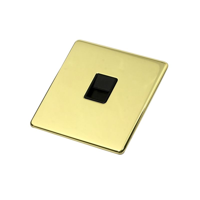 Crabtree Platinum Master Telephone Socket Polished Brass Effect Black Interior