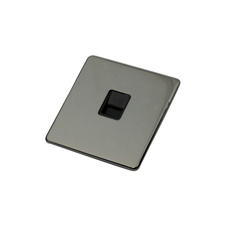 Crabtree Platinum Master Telephone Socket Black Nickel Effect Black Interior