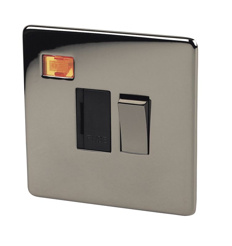 Crabtree Black Nickel Fuse Connection Unit Switch Neon