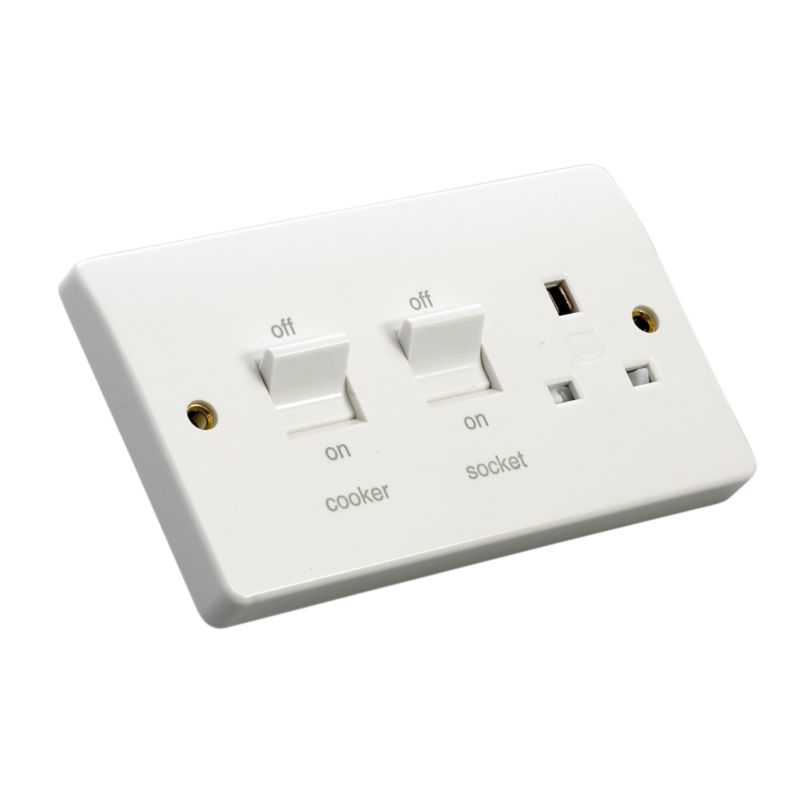MK Cooker Control Unit 45A 13A Socket Switched White