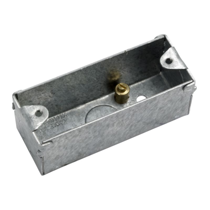 MK Single Architrave Flush Metal Back Box Aluminium
