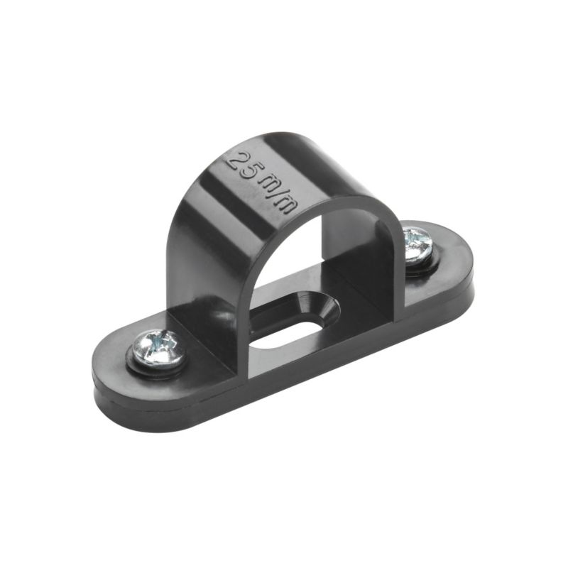 MK Black 25mm Conduit Spacer Bar Saddle Pack of 10