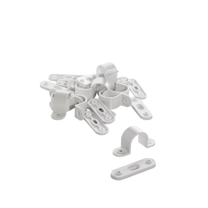 MK White 25mm Conduit Spacer Bar Saddle Pack of10