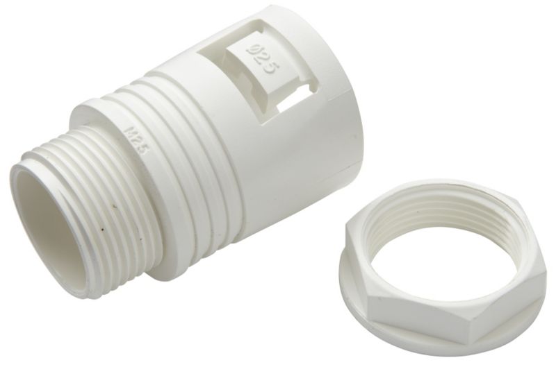 MK 25mm White Flexible Conduit Adaptor