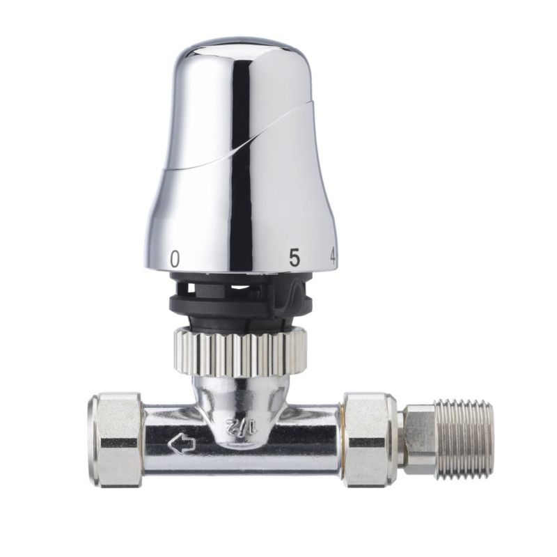 Homexpert Chrome & White Head TRV W/ Straight Valve Kit