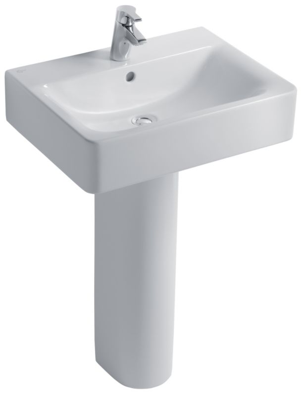 Senses Cube 1 Tap Hole Full Pedestal Basin White