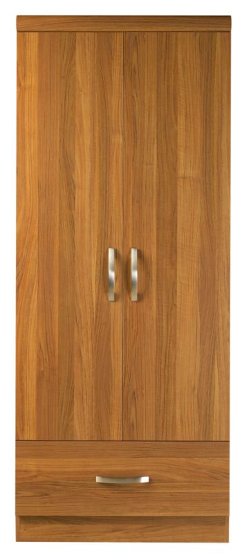 2 Door Combi Wardrobe Walnut Style