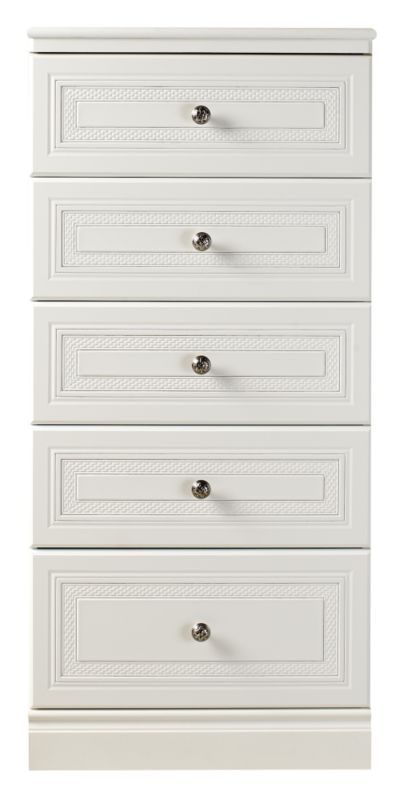 Harrogate 5 Drawer Tall Chest White H1231 x W576 x D406mm
