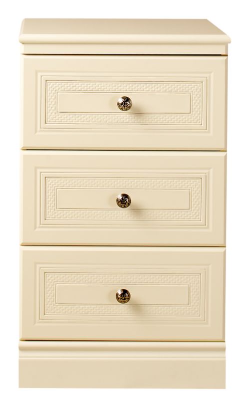 Harrogate 3 Drawer Bedside Chest Cream H759 x W450 x D406mm