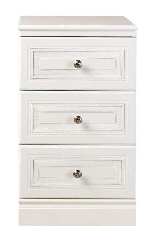 Harrogate 3 Drawer Bedside Chest White H759 x W450 x D406mm