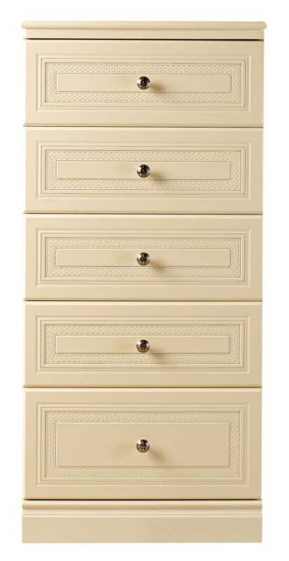 Harrogate 5 Drawer Tall Chest Cream H1231 x W576 x D406mm