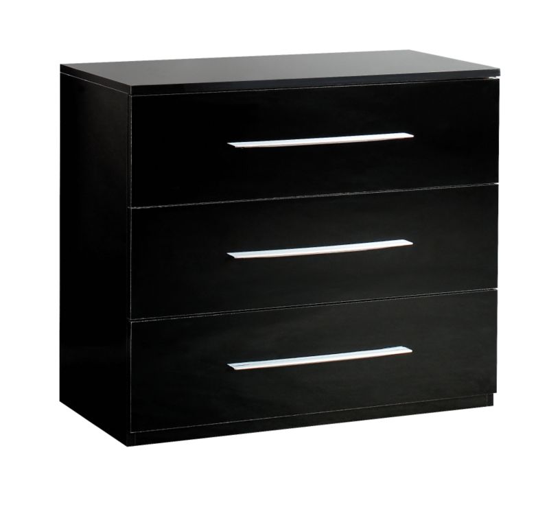 3 Drawer Chest Black Gloss