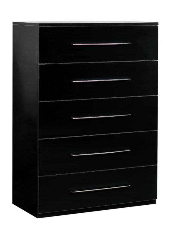 chelsea 5 Drawer Chest Black Gloss