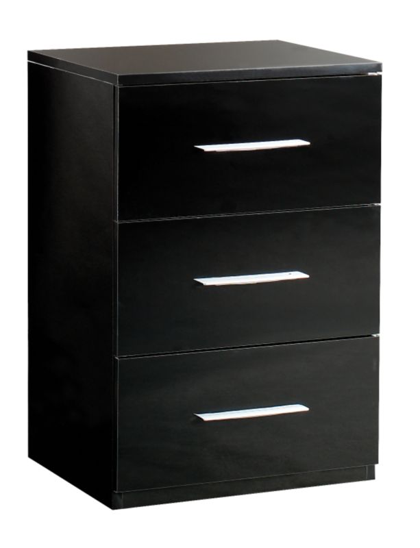 Chelsea 3 Drawer Bedside Chest Black Gloss
