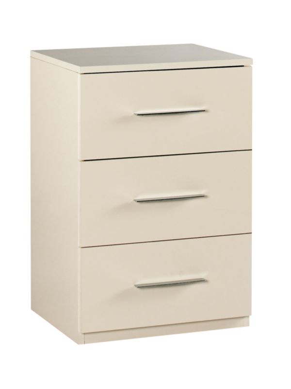 Chelsea 3 Drawer Bedside Chest Cream Gloss