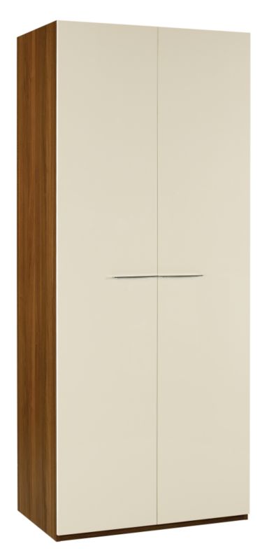Walnut Style 2 Door Wardrobe Cream Gloss