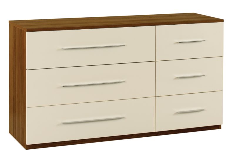 Alternative image for Chelsea Walnut Style 6 Drawer Wide Chest Cream Gloss