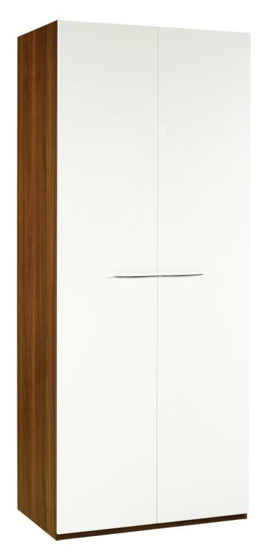 chelsea Walnut Style 2 Door Wardrobe White Gloss