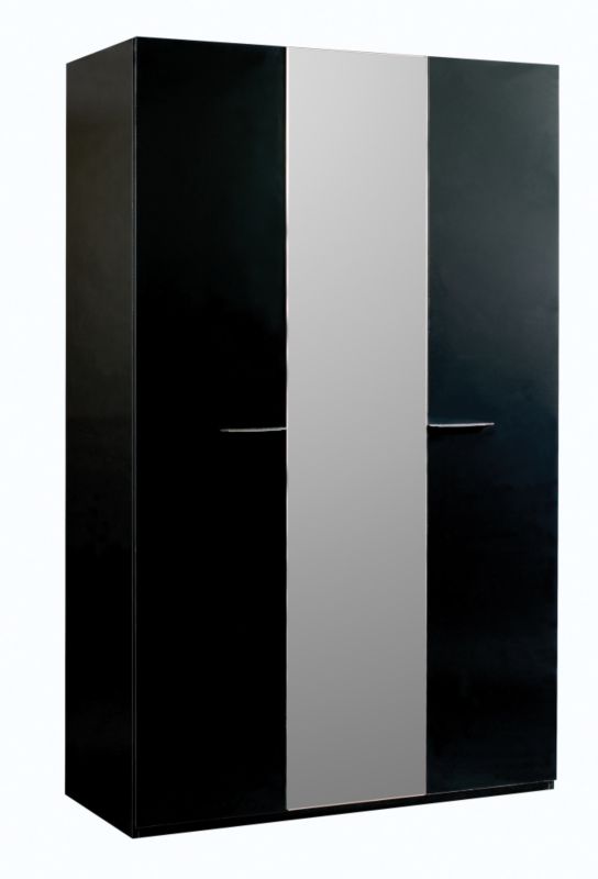 chelsea 3 Door Mirror Wardrobe Black Gloss