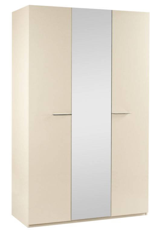 3 Door Mirror Wardrobe Cream Gloss