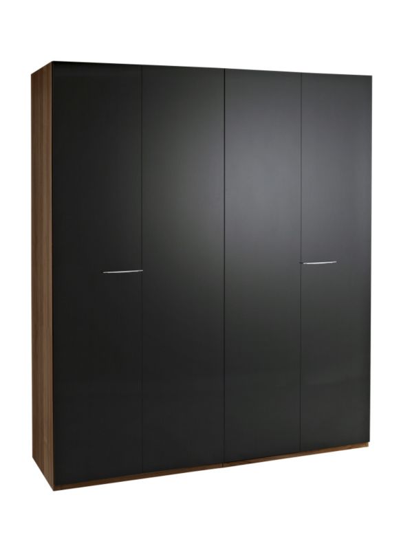 Chelsea Walnut 4 Door Bi-Fold Wardrobe Black