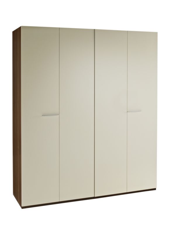 Chelsea Walnut 4 Door Bi-Fold Wardrobe Cream