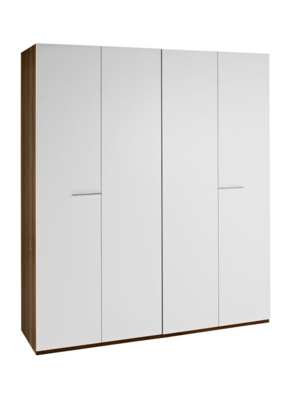 Chelsea Walnut 4 Door Bi-Fold Wardrobe White