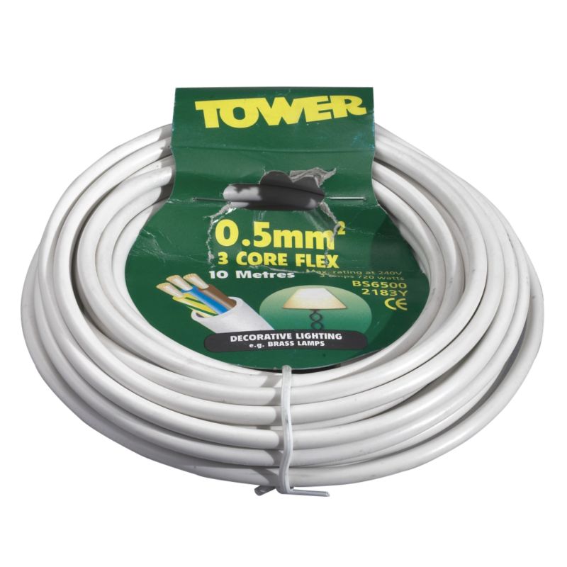 Tower Flex 3 Core D53L10 White 0.5mm x 10m