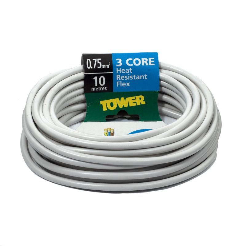 Alternative image for Tower Flex Heat Resistance 3 Core 438069 White 0.75mm x 10m