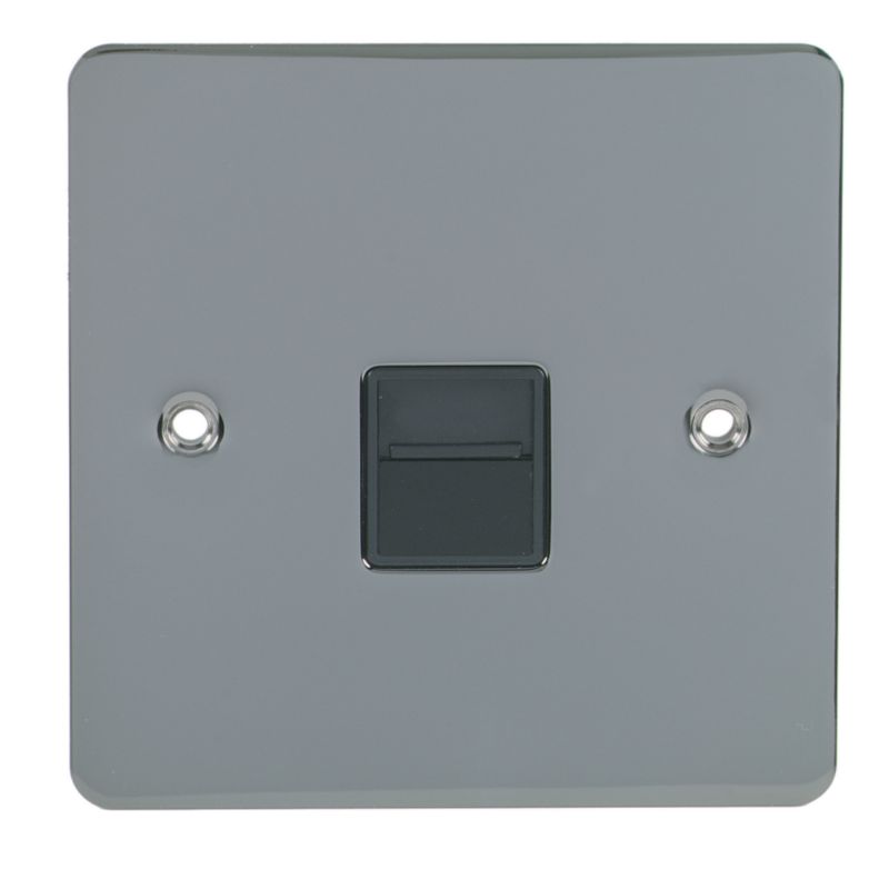 GET Ultimate Flat Plate Secondary Telephone Socket Black Nickel Black Insert