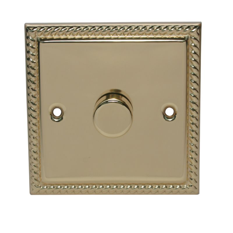 Volex Single Dimmer Switch Georgian Style Brass Effect
