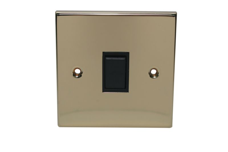 Volex Lightswitch Single Victorian Style Brass EffectBlack Interior