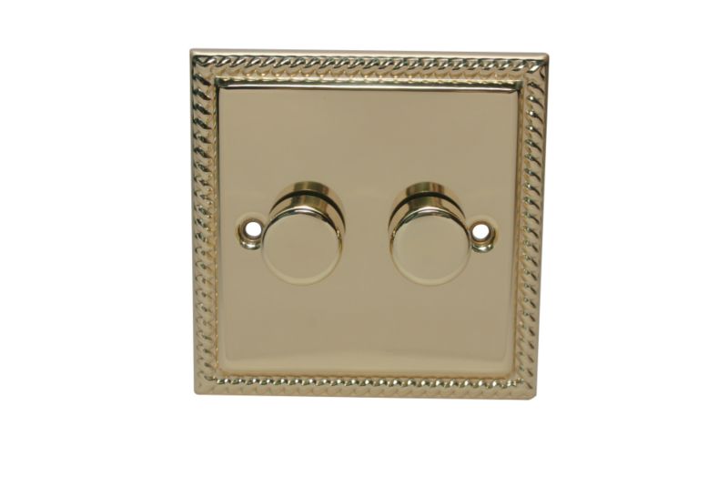 Volex Dimmer Switch Double Mains Voltage Georgian Style Brass Effect