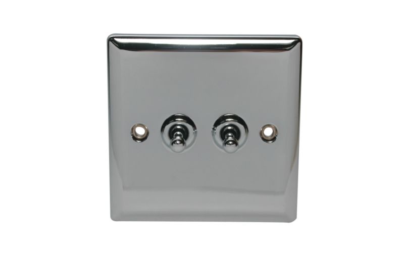 Volex Lightswitch Toggle Double Chrome Effect