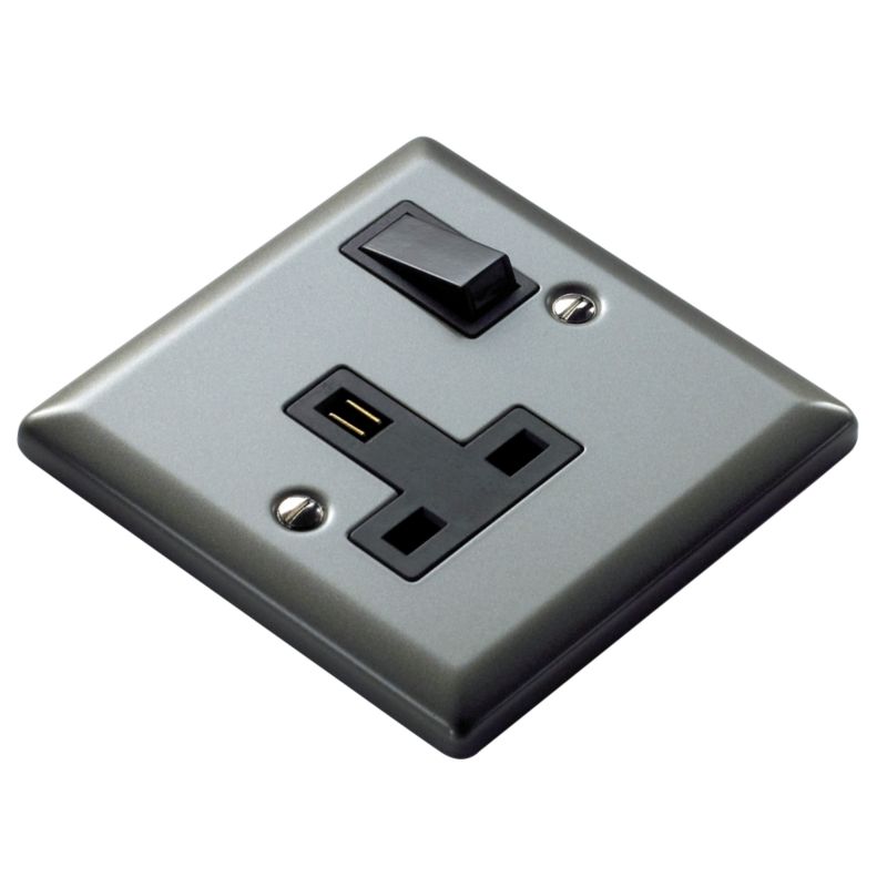 Volex Socket Single Switched 13A Deep Black Int