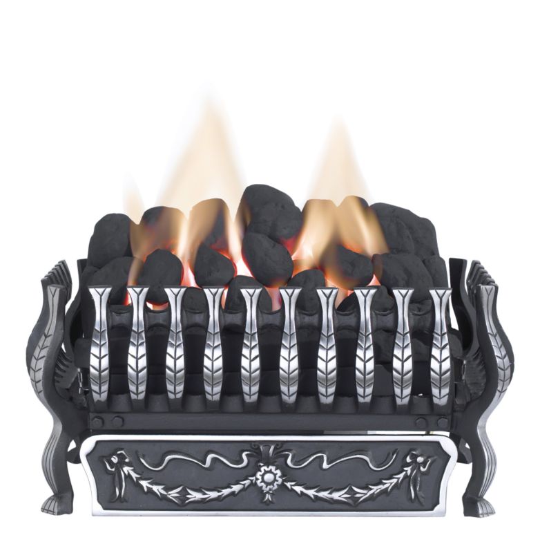 Valor Spanish Basket Decorative Gas Fire Black/Silver Effect